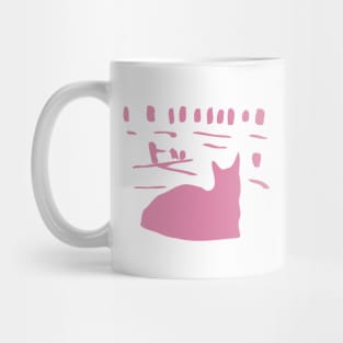 Gift for Cat Lovers  - Pink Cat Print Mug